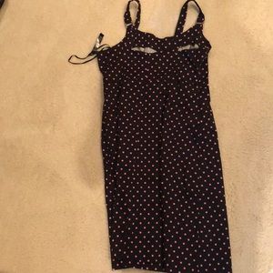 Courtenay pink dot black dress